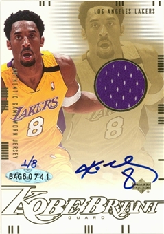 2000 Upper Deck #KB Kobe Bryant Signed Game Jersey Card (#1/8) – UDA